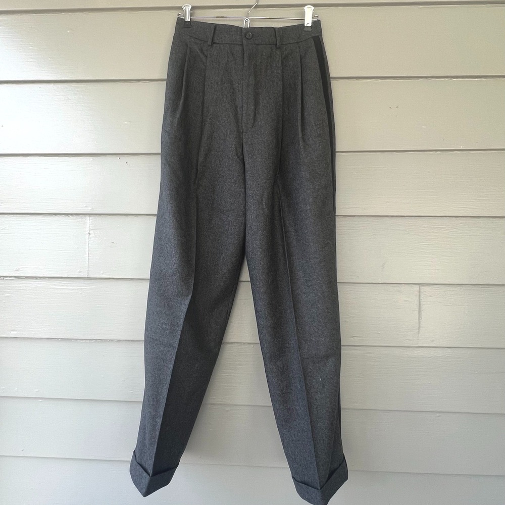 Ralph Lauren Blue Label 100% Wool Pants Grey Black Stripe Size 8 Vintage